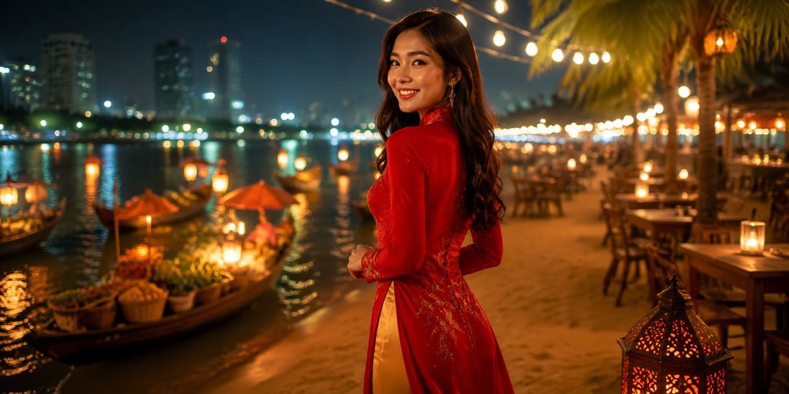 Người phụ nữ Hà Nội trong trang phục áo dài xem kèo cá cược trên điện thoại